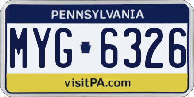 PA license plate MYG6326