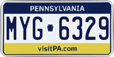 PA license plate MYG6329