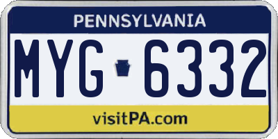 PA license plate MYG6332