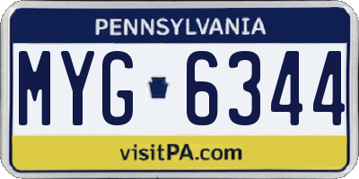 PA license plate MYG6344