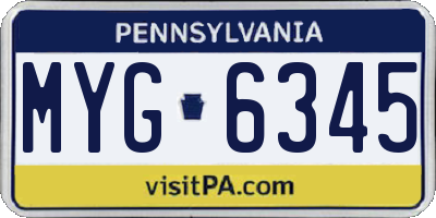 PA license plate MYG6345