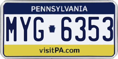 PA license plate MYG6353