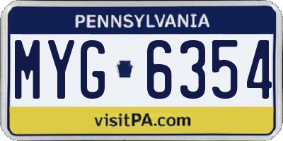PA license plate MYG6354