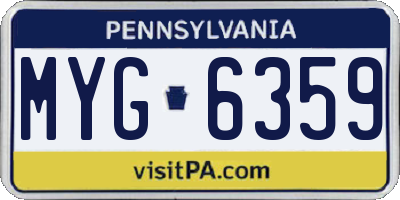 PA license plate MYG6359