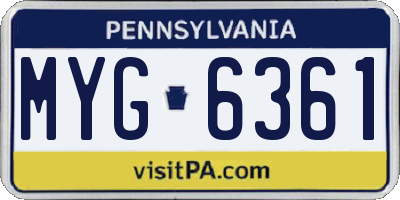 PA license plate MYG6361