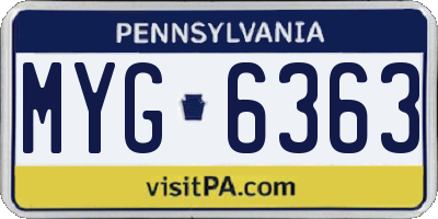 PA license plate MYG6363