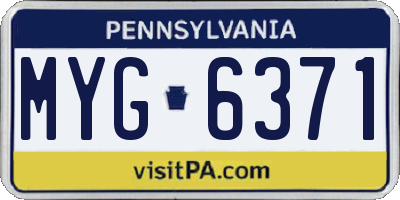 PA license plate MYG6371
