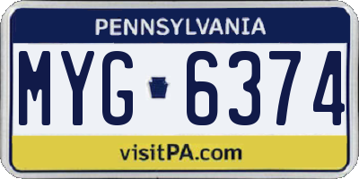 PA license plate MYG6374