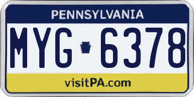 PA license plate MYG6378