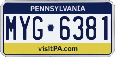 PA license plate MYG6381