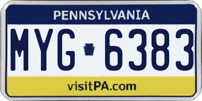 PA license plate MYG6383