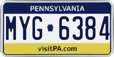 PA license plate MYG6384