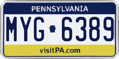 PA license plate MYG6389