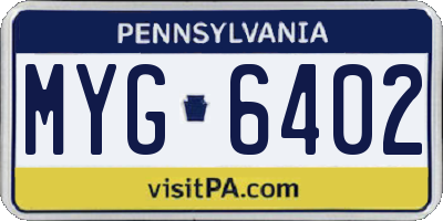 PA license plate MYG6402