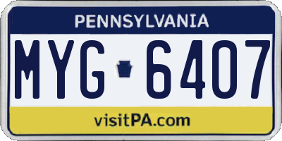 PA license plate MYG6407
