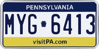 PA license plate MYG6413