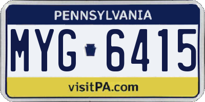 PA license plate MYG6415
