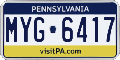 PA license plate MYG6417