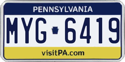 PA license plate MYG6419
