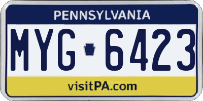 PA license plate MYG6423
