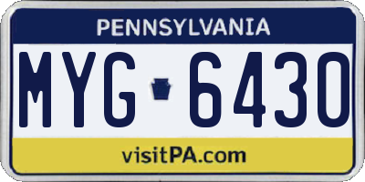 PA license plate MYG6430