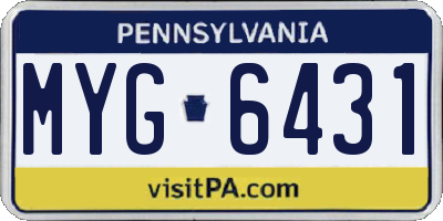 PA license plate MYG6431
