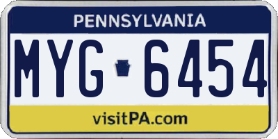 PA license plate MYG6454