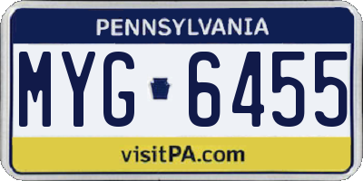 PA license plate MYG6455
