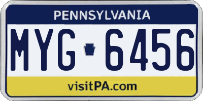PA license plate MYG6456