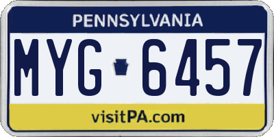 PA license plate MYG6457