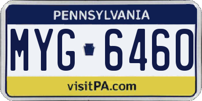 PA license plate MYG6460