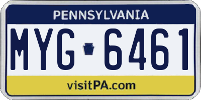 PA license plate MYG6461