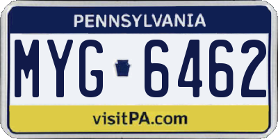 PA license plate MYG6462