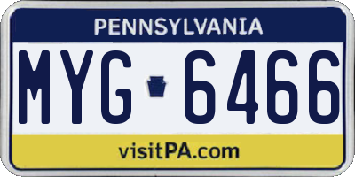 PA license plate MYG6466