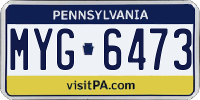 PA license plate MYG6473