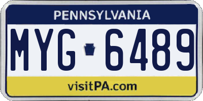 PA license plate MYG6489