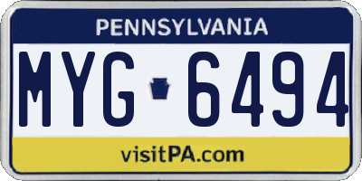 PA license plate MYG6494