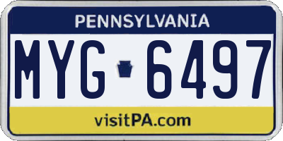 PA license plate MYG6497