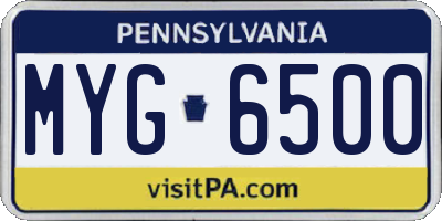 PA license plate MYG6500