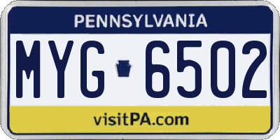 PA license plate MYG6502
