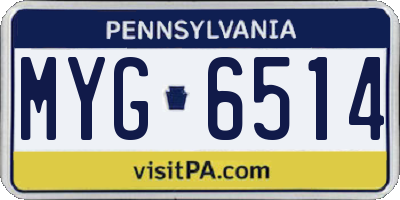 PA license plate MYG6514