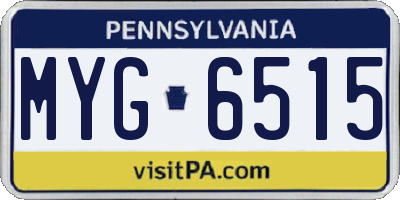 PA license plate MYG6515