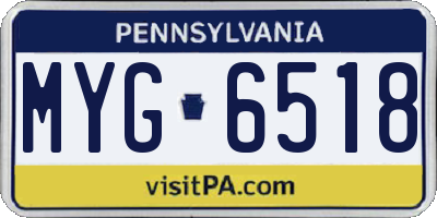 PA license plate MYG6518
