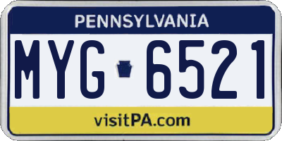 PA license plate MYG6521