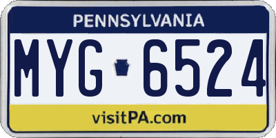 PA license plate MYG6524