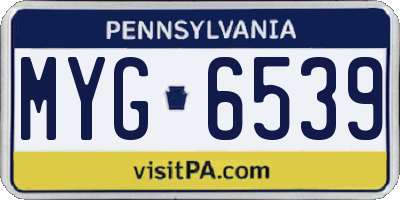 PA license plate MYG6539