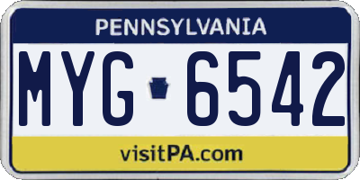 PA license plate MYG6542