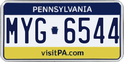 PA license plate MYG6544