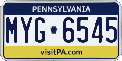 PA license plate MYG6545