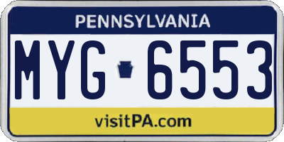 PA license plate MYG6553
